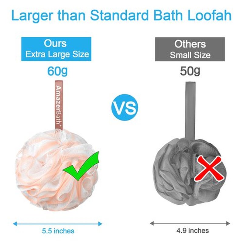 AmazerBath Loofah Sponge 75g/Piece, Exfoliating Bath Sponge Body Scrubber - Loofa Set of 4 - Cotton Candy Quartet, Large