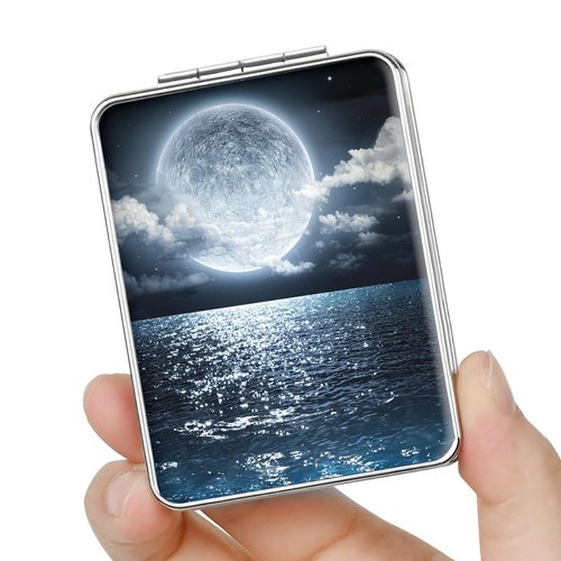 dcdcee Pocket Mirror, Small Travel Mirror with Magnification, Portable Double-Sided Magnifying Cosmetic Mirror for Daily (Beautiful Starry Sky)