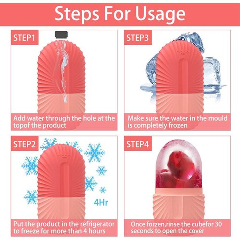 KOGITI Ice Mold for Face, Ice Roller for Face & Eye, Beauty Facial Ice Rollers Ice Holder Mold Face Puffiness Relief Massage Skin Care Tools, Ice Facial Cube (Shell-Pink)