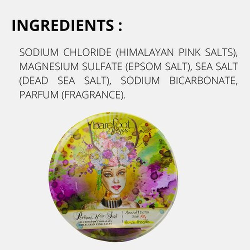 Barefoot Venus Himalayan Pink Salts Mineral & Detox Bath Soak (Lemon Freckle, 400 Grams)