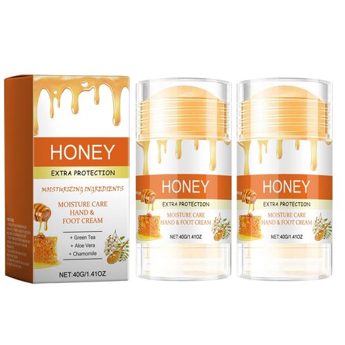 2PCS Honey Heel and Elbow Cream Stick, Cracked Heel Repair Balm for Cracked Heels & Hand, Moisturizing and Exfoliating Care for Dry, Cracked Heels and Rough Skin (2)