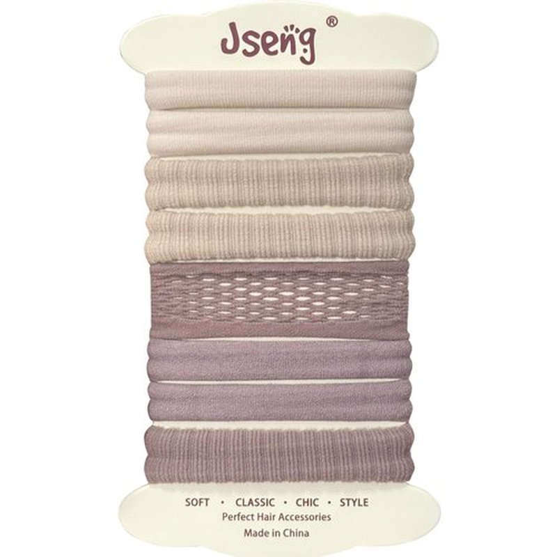 Jseng 8Packs Seamless Hair Ties for Women - No Damage Elastic Ponytail Holders Hair Accessories for Thick Curly Hair - Beige & Dusty Lavender