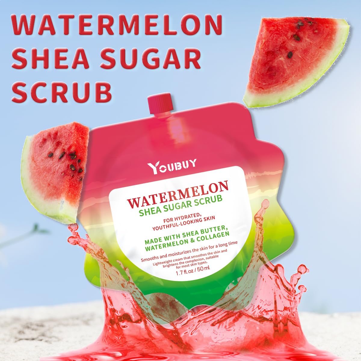 Watermelon Facial Scrub Cream,Watermelon Face Scrub,Daily Facial Scrub - Gently Exfoliates, Cleanses, Removes Dead Skin, Blackheads, Pores and Acne For all Skin Types