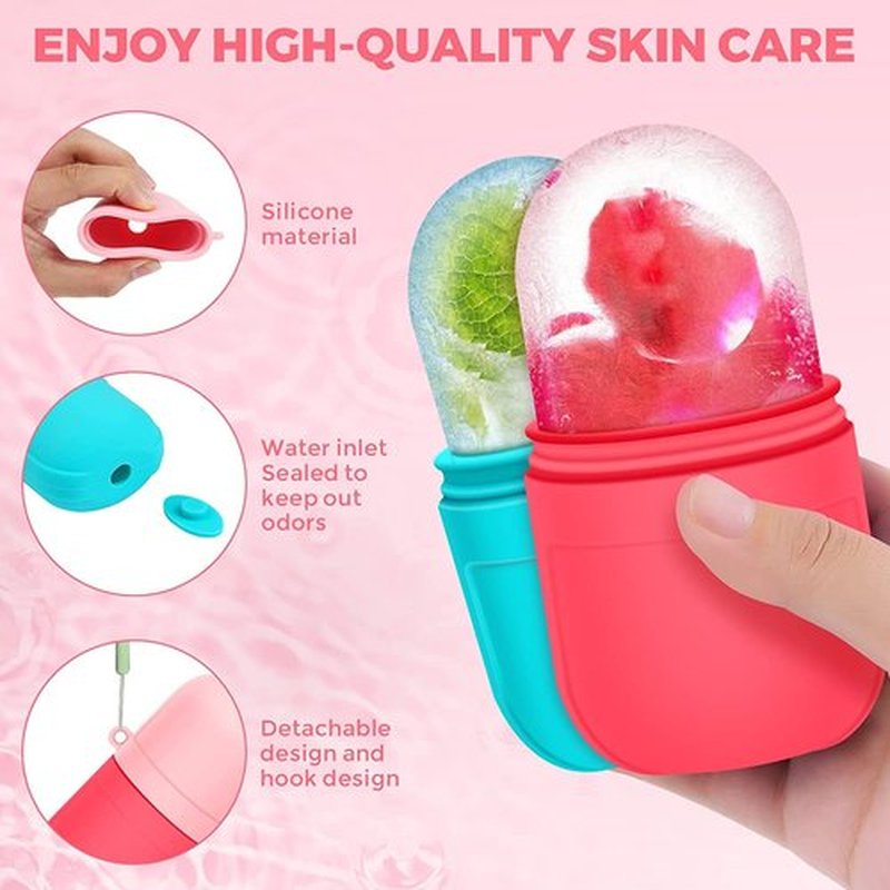 2PCS Ice Roller Mold For Face,Eyes & Neck,Enhance Your Natural Glow,Brighten Your Skin,Reduce Acne & Fine Lines,Shrink Pores,Lubricate Skin,Reusable Facial Treatment,Tightens & Tones Skin,De-Puff Eye