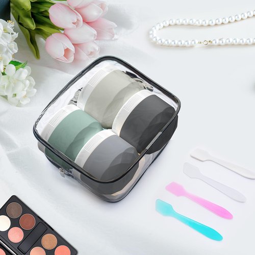 Travel Containers for Toiletries, Silicone Cream Jars TSA Approved 1.7oz Travel Size Containers with Toiletry Bag, Wide Mouth Leak-proof Travel Accessories with Lid for Cosmetic Cream