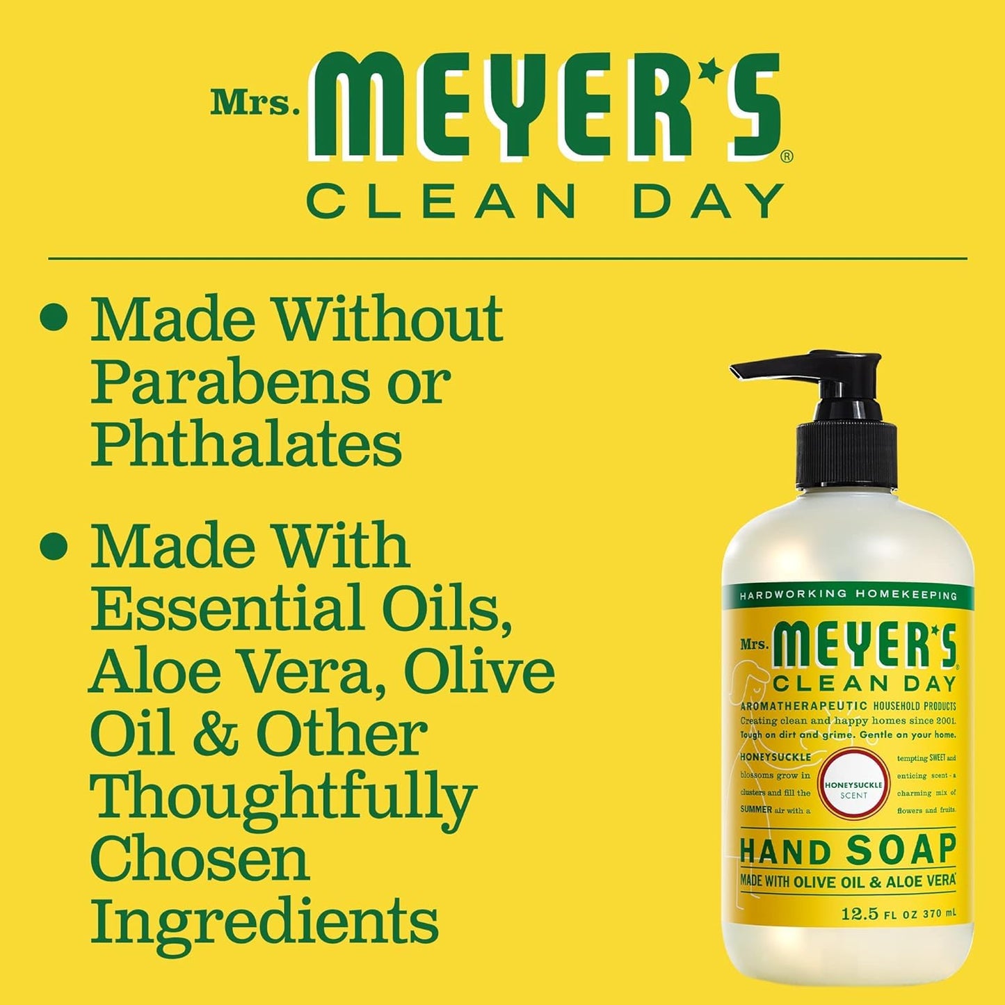 Mrs. MEYER'S CLEAN DAY Liquid Hand Soap Variety Pack 12.5 OZ Each, 3 Count (Geranium + Honeysuckle + Rosemary)