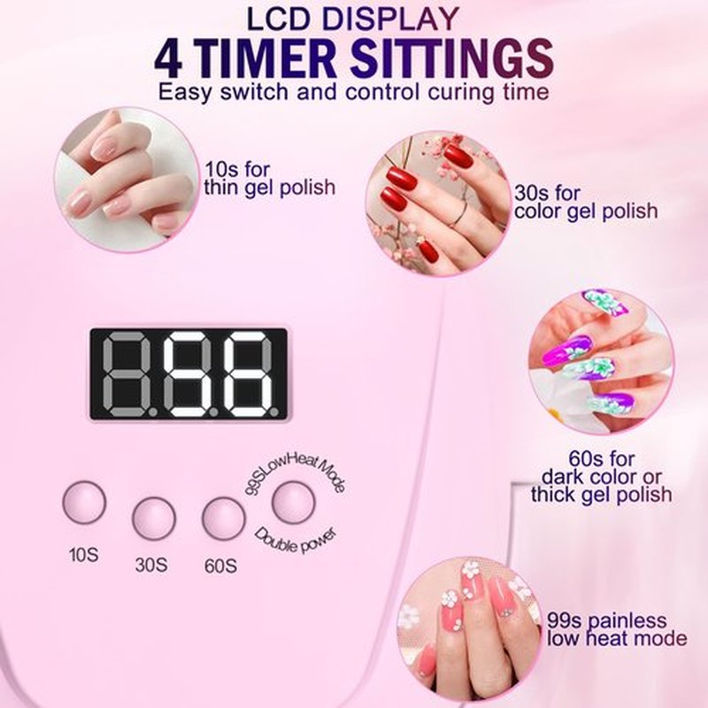 Nail Lamp, NAILGIRLS 268W LED UV Professional Fast Curing Nail Light for Nails Gel Polish Nail Dryer with 4 Timer Setting & LCD Display Screen, Auto Sensor