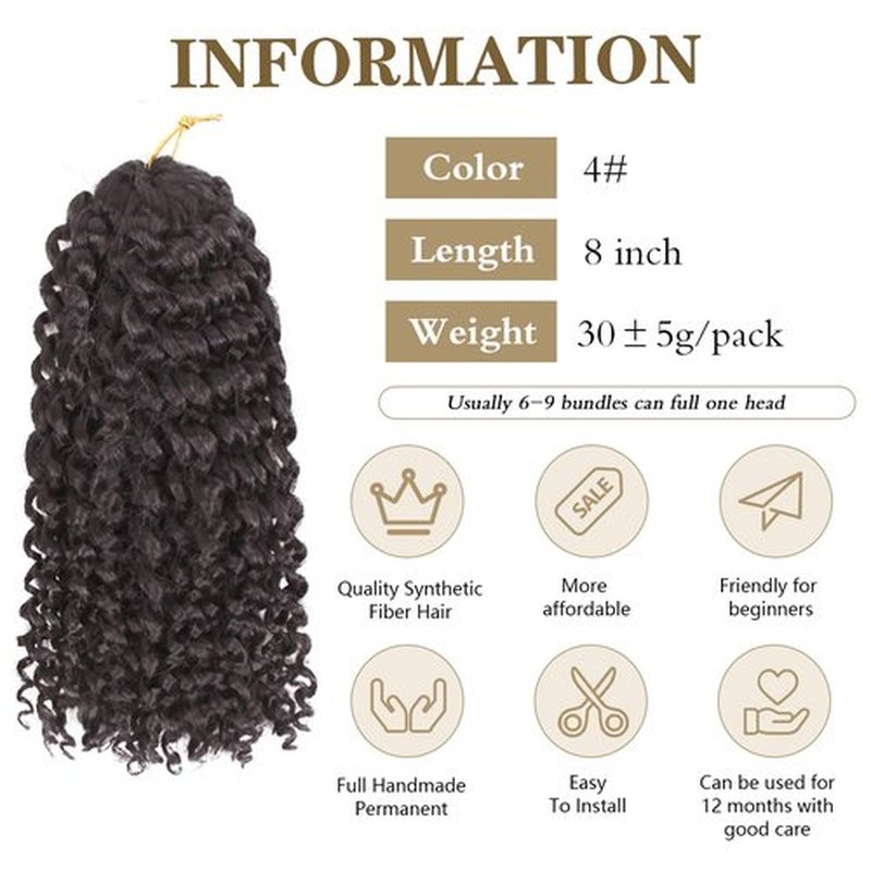 6 Packs of 8 Inch Short Passion Twist Crochet Hair Kinky Curly Braiding Hair for Black Women Crochet Braids with Curly Texture Hair Extensions (6 Packs, 8 Inch,4#)