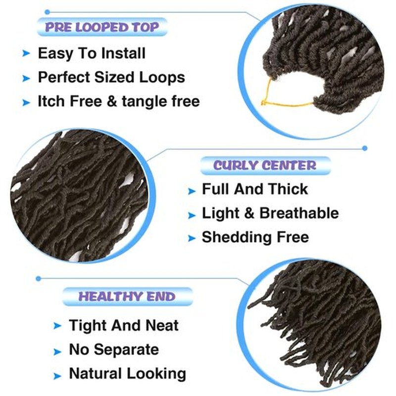 Faux Locs Crochet Hair 18 Inch 6 Packs Soft Locs Crochet Hair for Black Women New Crochet Braids Locs for Butterfly Locs Pre Looped Curly Wavy Braiding Hair Extensions (4#, 18 Inch)