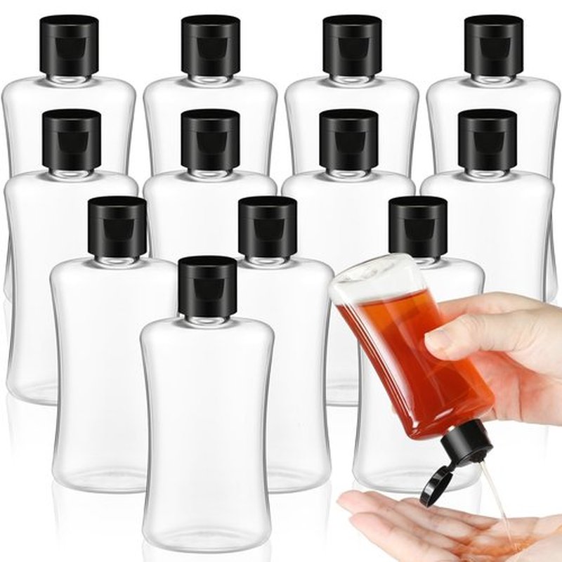 Domensi 12 Pcs 3.4 oz Travel Bottles with Flip Cap Clear Plastic Travel Size Containers Portable Leak Proof Squeeze Bottle Refillable Empty Cosmetic Containers for Liquid Shampoo Lotion