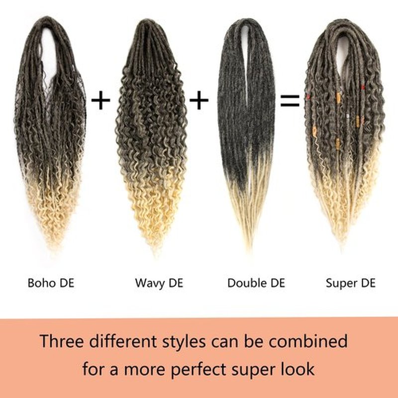 Double Ended Dreadlock Extensions 0.6CM Diameter Synthetic Hair 24Inch 30Strands Reggae Braids Hip-hop Style(Double Ended 30trands,1B/613)