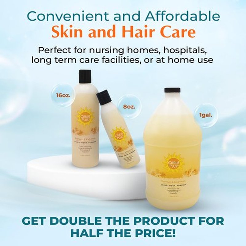 Deodorizing Citrus Plus Elder Shampoo and Body Wash by BoaVida with new leak-proof caps, Soap Made with Persimmon to Treat the Presence of Nonenal and Remove Old Person Smell, 8 oz