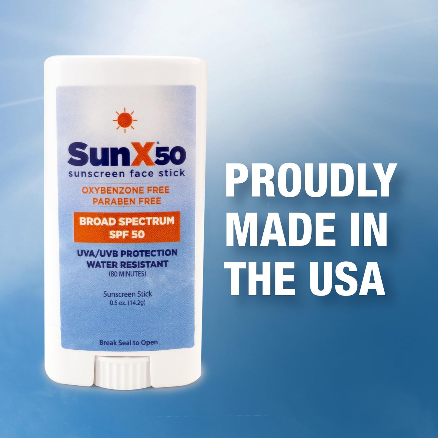 CoreTex Sun X 50 SPF Broad Spectrum Sunscreen Face Stick - 0.5oz Travel Size Stick of Paraben, Oxybenzone, Octinoxate, & Oil Free Sunscreen - No White Cast, Water Resistant Up to 80 Minutes
