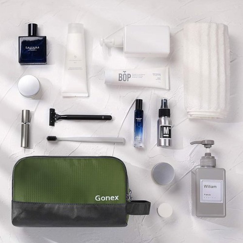 Gonex Travel Toiletry Bag Nylon, Dopp Kit Shaving Bag Toiletry Organizer Olive Green