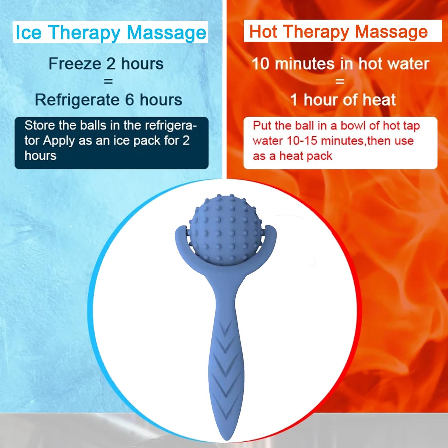 JWCASA Cold Ice Face Roller Cold Massage Roller Ball CryoBall Facial Ice Globes Blue