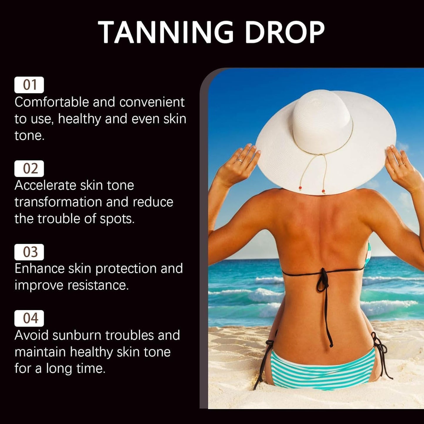 Tanning Drops, Sunless Tanning Drops To Drink, Sunless Self Tanner, Bronzing Tanner for Face and Body, Drinkable Tanning Drops Enhancing Natural Skin Tone for All Skin Types, 2Fl Oz