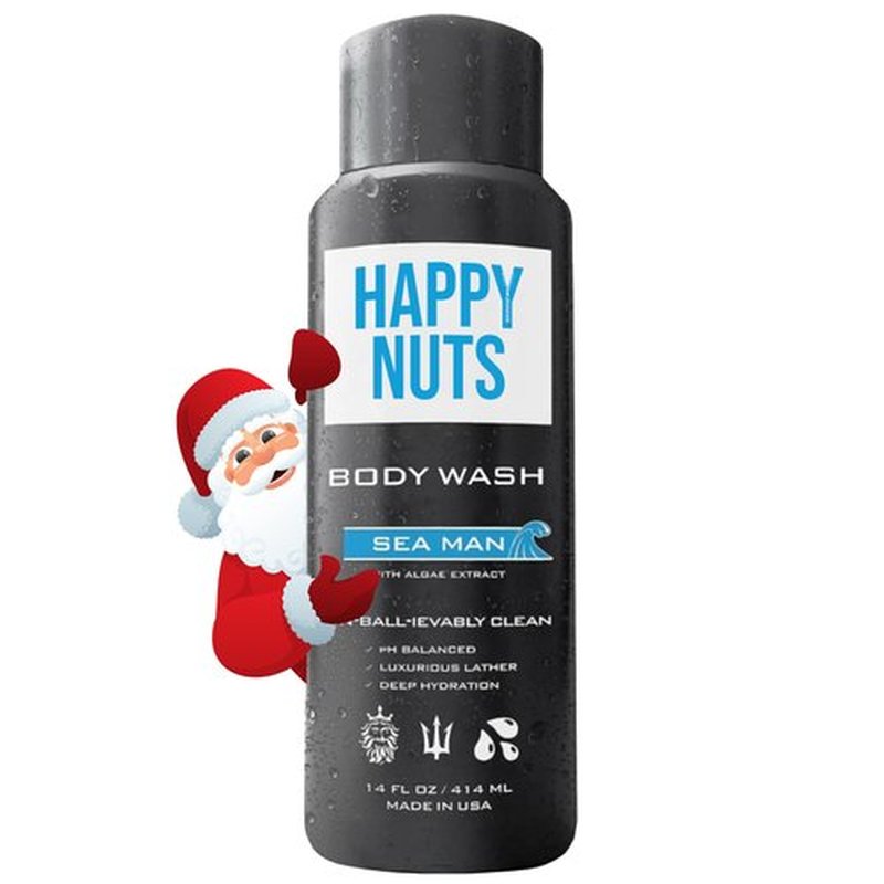 HAPPY NUTS Sea Man Body and Nut Wash - Moisturizing Men's Shower Gel, Bodywash with Deep Cleanse for Sensitive Skin - Men's Body Soap