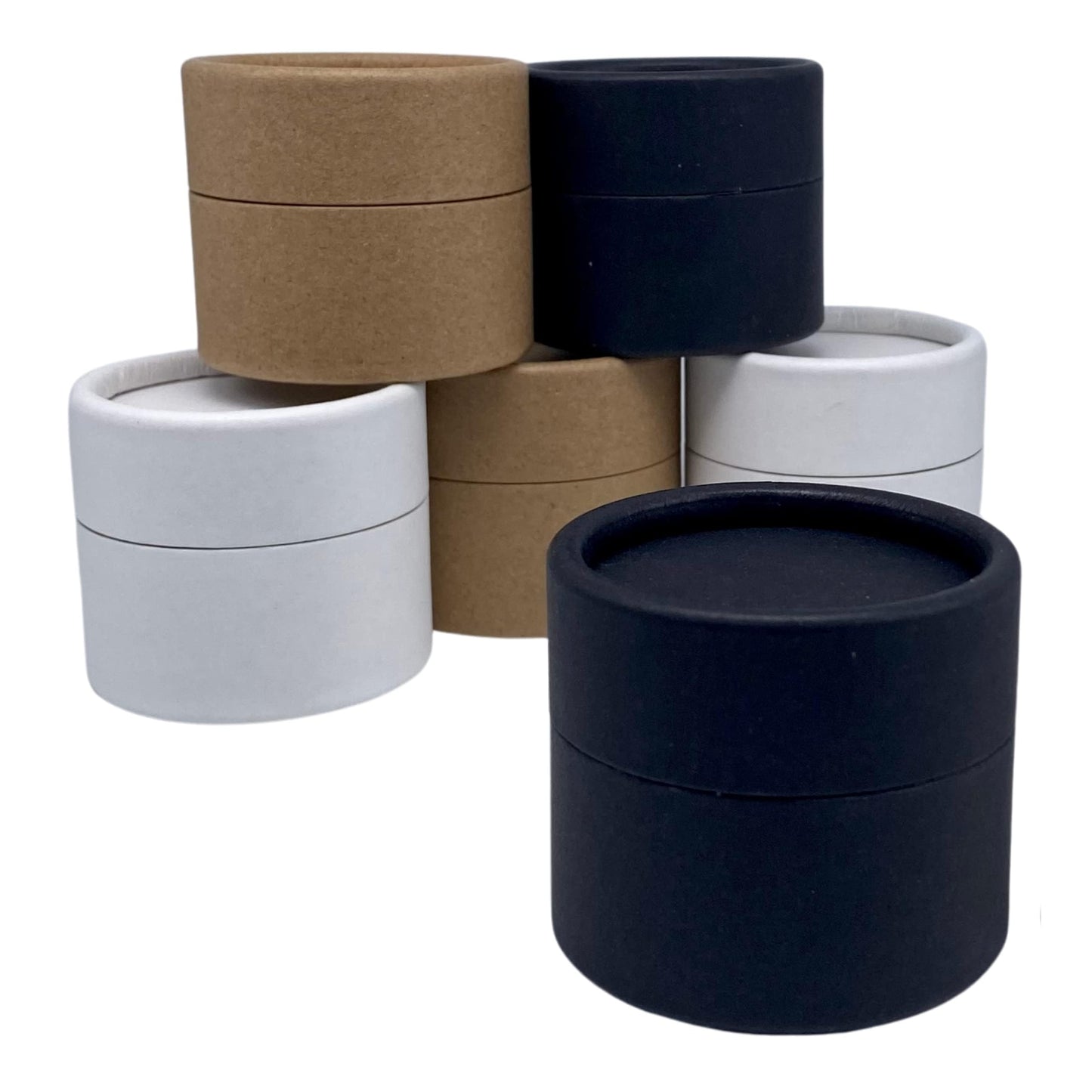 GreenWay 2oz / 60g Kraft Paperboard Empty Jars with Lids - 6 Pack Biodegradable Jars Refillable DIY Cosmetic Containers – Wax Lined Packaging Containers with Snug-Fitting Caps - Black