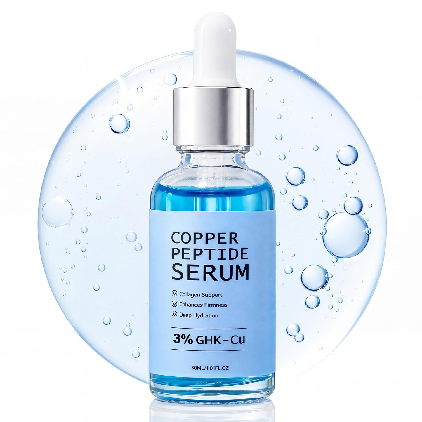 Copper Peptide Serum for Face – 3% GHK-Cu, Niacinamide & Panthenol – Lightweight Multi-Peptide Daily Serum for Hydration, Tone Support & Comfort, 1 Fl Oz