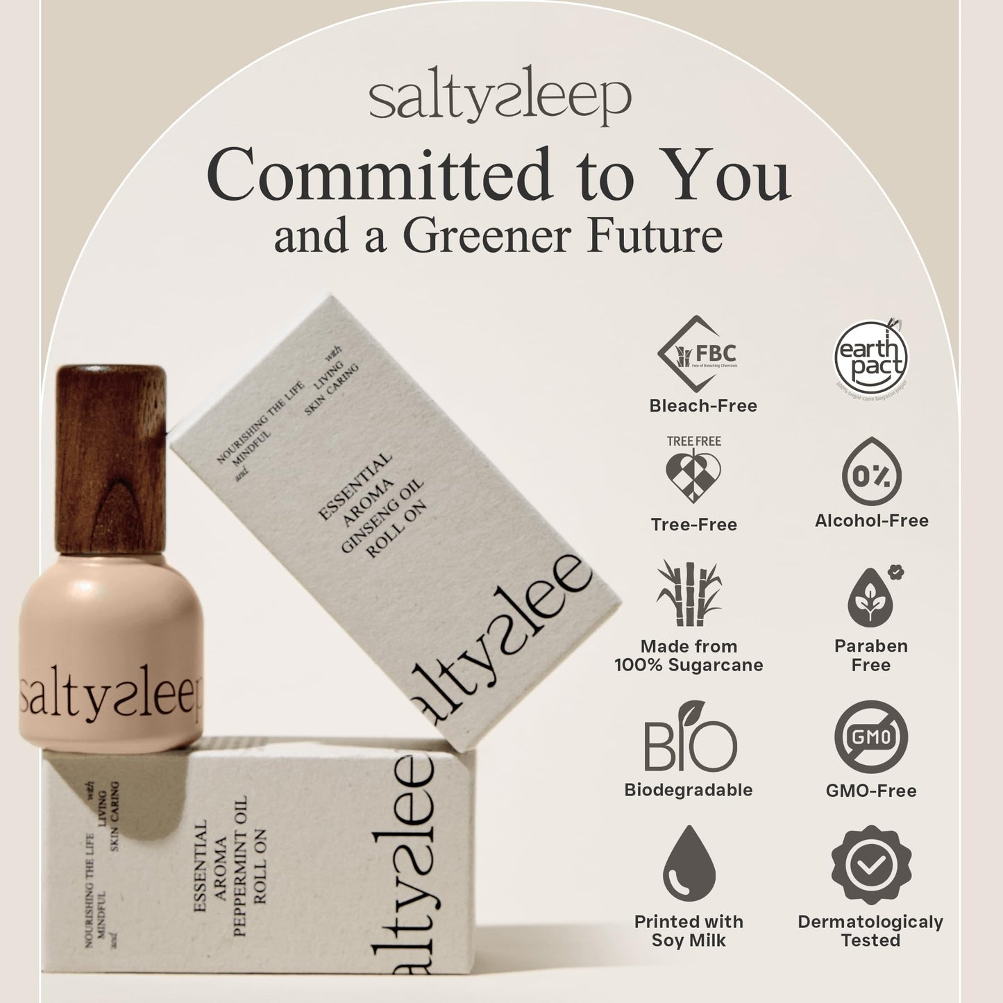 Saltysleep Roll On Essential Aroma Oil Premium Blend - Korean Ginseng, Olive Fruit, Castor Seed Relaxation Support Cooling Sensation Vitality Support Pocket-Sized Aromatherapy Oil 0.33 fl.oz 10ml
