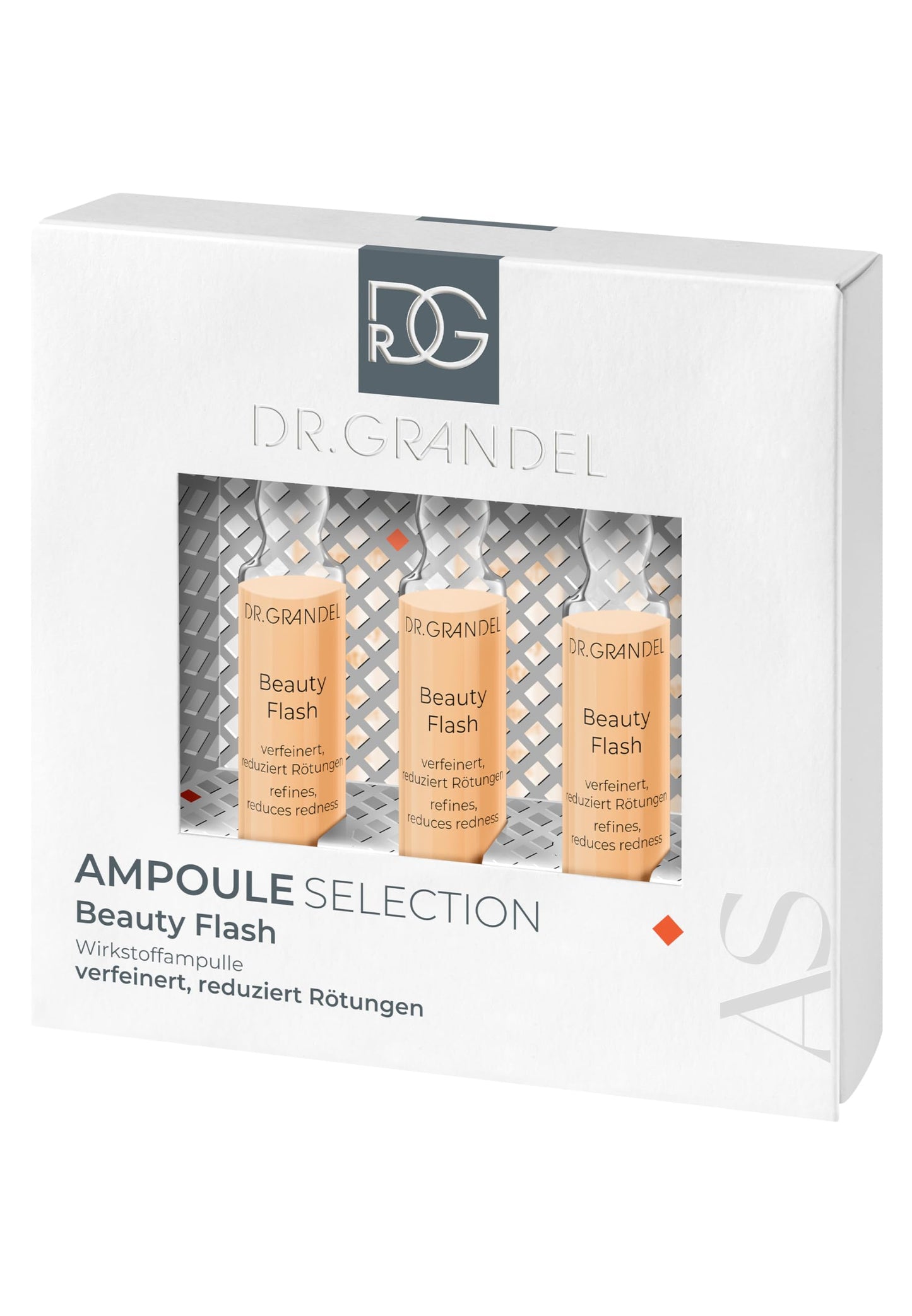 DR. GRANDEL Beauty Flash ampoules 3 x 3 ml – refining active ingredient concentrate, refines pores and reduces redness, leaves skin looking smooth and even, and ensures a perfect complexion
