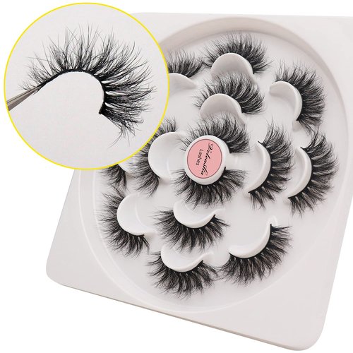 Veleasha Lashes 5D Faux Mink Lashes False Eyelashes Handmade Cat Eye Lashes Wispy Fluffy Fake Lashes Lightweight Eyelashes Luxurious Volume Fake Eyelashes 7 Pairs Pack (804)