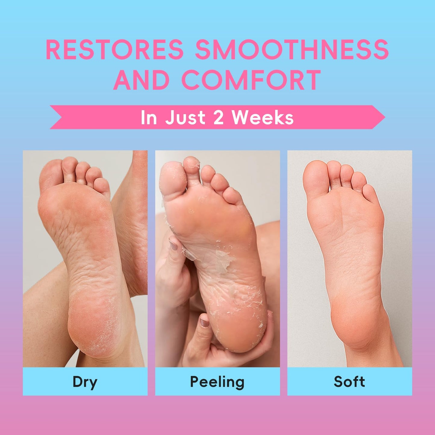 QUIYUM 6 Pairs Peach & Aloe Vera Exfoliating Foot Mask, Foot Peeling Masks