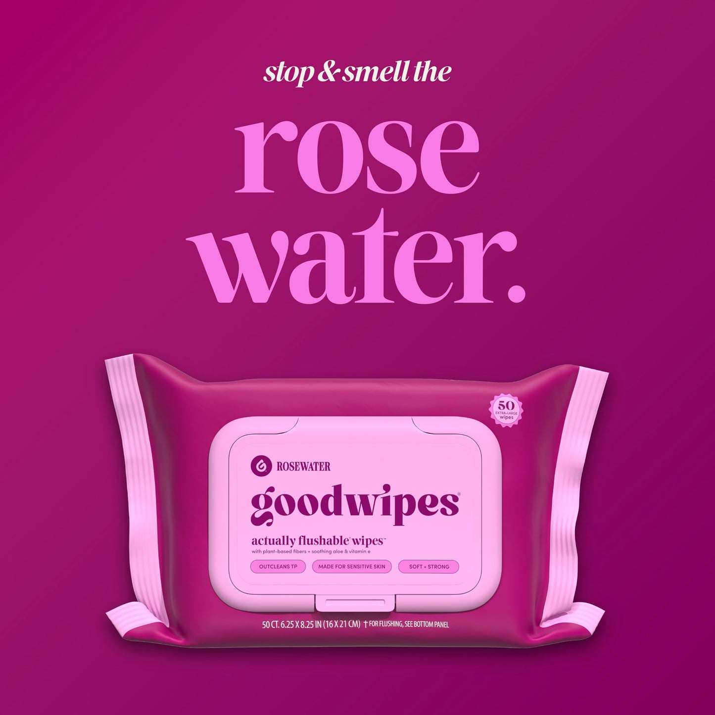goodwipes Flushable Wipes Bulk Pack, Rosewater Adult Wet Wipes for Women & Men, Sewer & Septic Safe, Toilet & Bathroom Essentials, Extra Large, 418 Count (8 Packs and 1 Travel Pack)