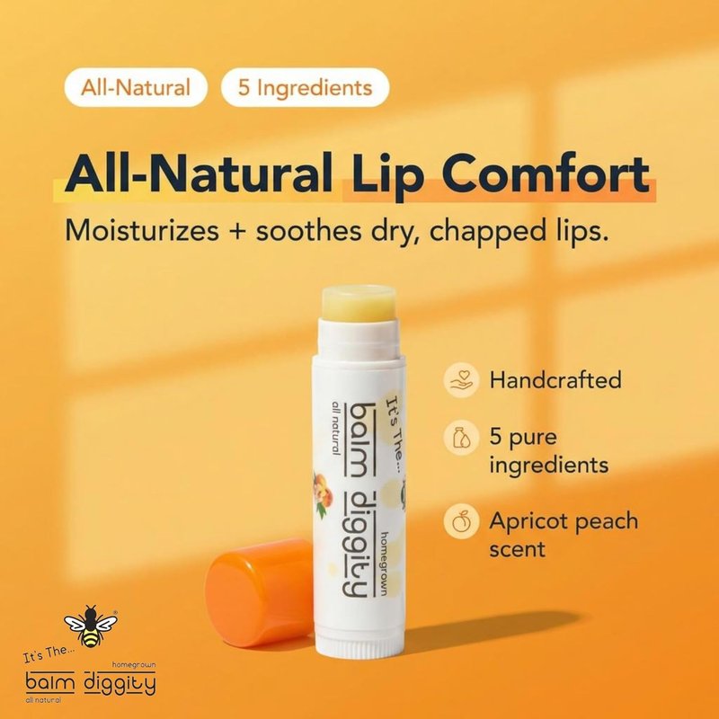Apricot Peach Lip Balm - Moisturizing Shea Butter & Coconut Oil - 0.15 oz Each | 2 Pack