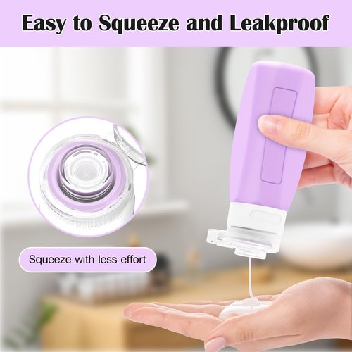 Redfly 17PCS Travel Bottles for Toiletries, TSA Approved Travel Size Containers, Leak Proof Travel Containers for Toiletries, Silicone Travel Kit for Shampoo, Conditioner, Lotion & Creams Purple