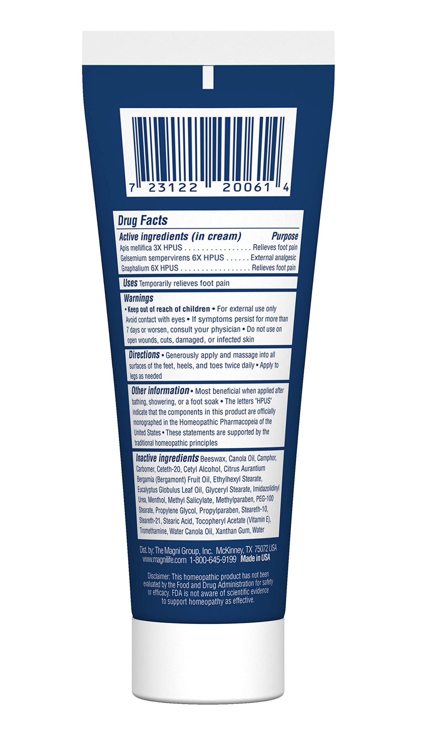 MagniLife Pain Relieving Foot Cream, 8 oz Tube, Soothing Relief for Soreness, Pain, Burning, Tingling, Itching or Sensitivity in Feet & Legs, Moisturizing & Hydrating Foot Cream, No Petroleum