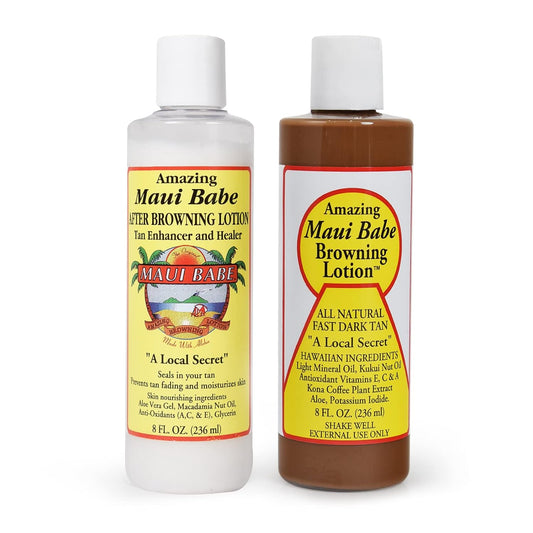 Maui Babe Browning Lotion - Achieve a Perfect Sun Tan | 8 Ounces, 2-Pack