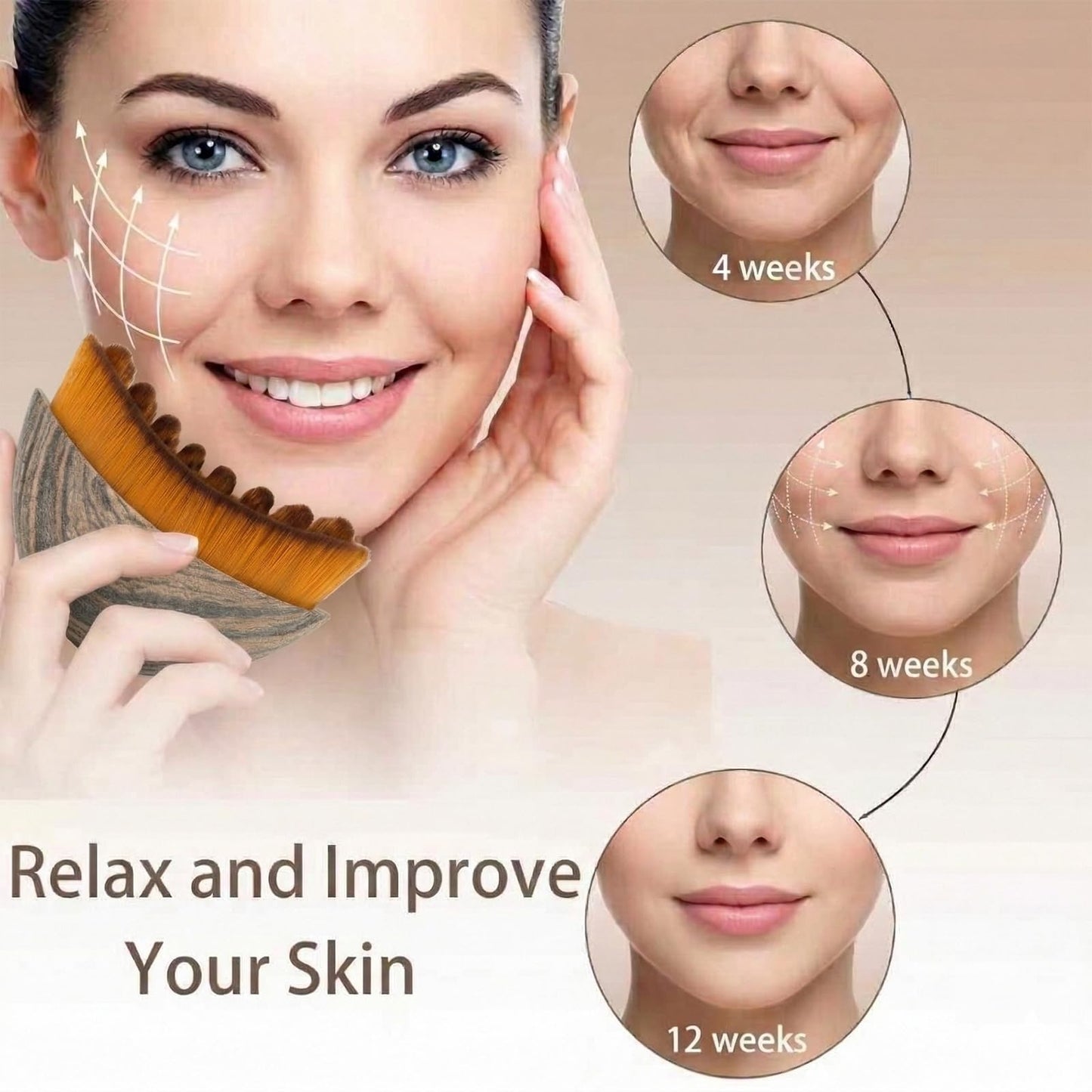 Stainless Steel Gua Sha Tool & Lymphatic Drainage Face Brush Set, Facial Massage Kit for Jawline Sculpting Puffiness Lifting Relaxation, Contour Face Brush with Storage Case for Women EDCBMB