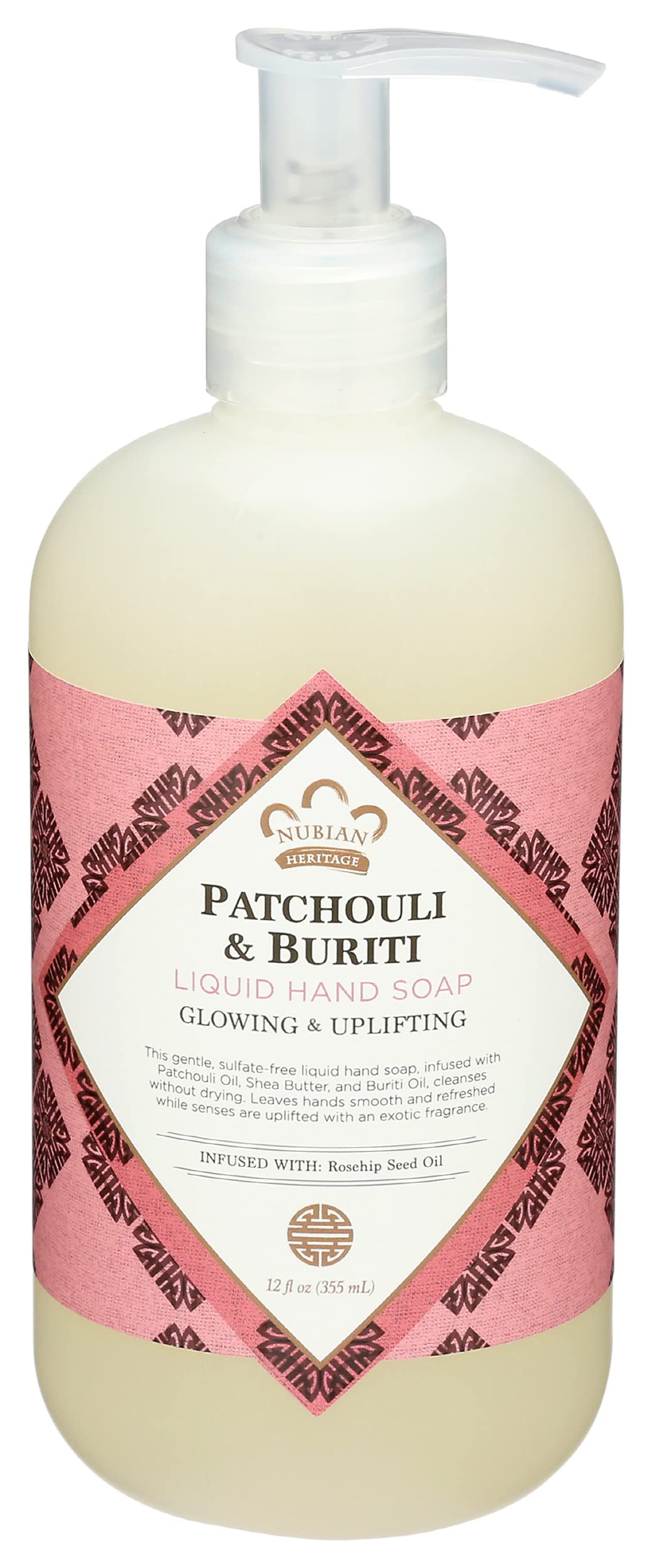 NUBIAN HERITAGE Patchouli and Buriti Liquid Hand Soap, 12 FZ