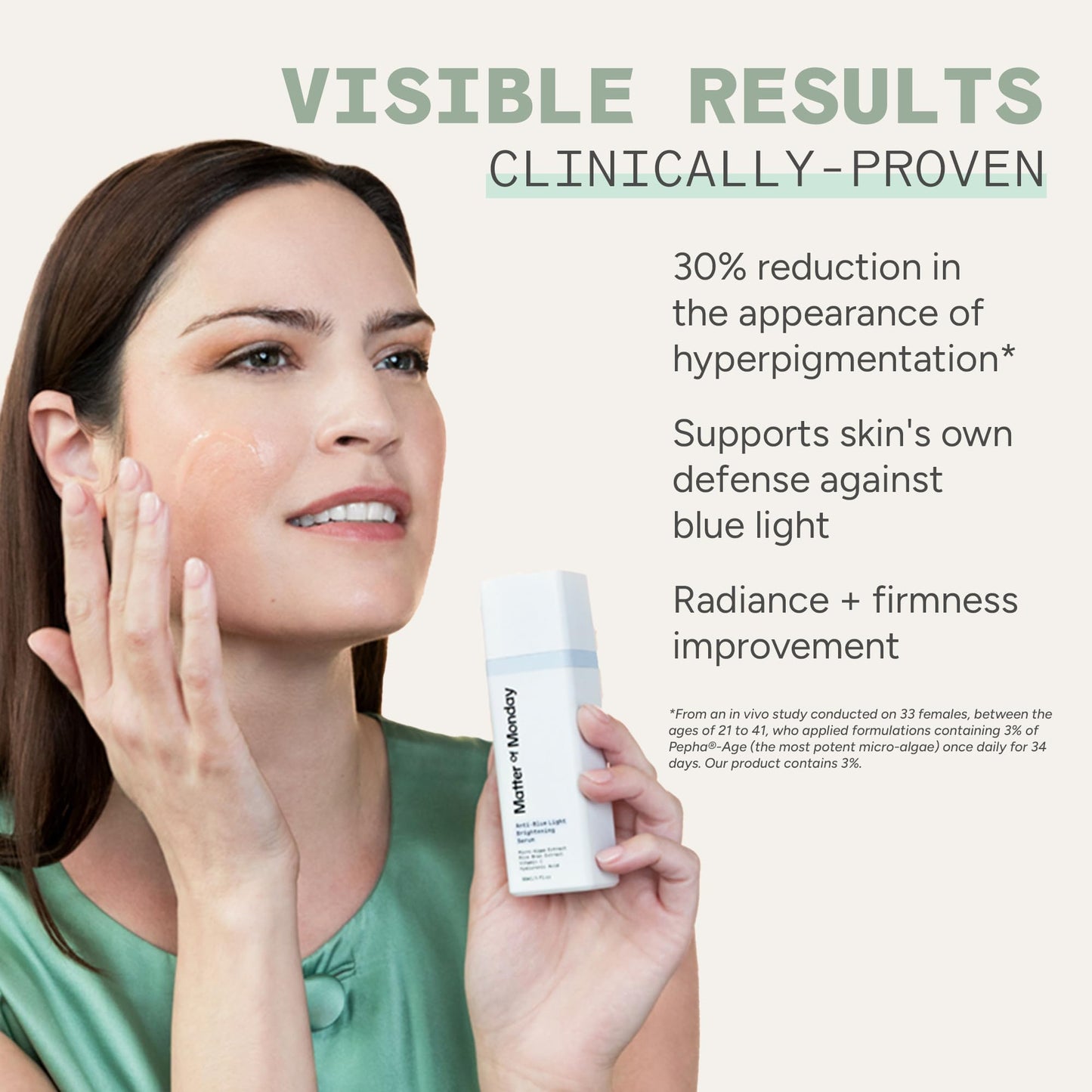 Matter of Monday Vitamin C Serum - Anti-Blue Light Brightening for Dark Spots & Uneven Skin Tone | Brightens & Smooths with Hyaluronic Acid & Antioxidants, Sensitive Skin Friendly, 1 fl oz