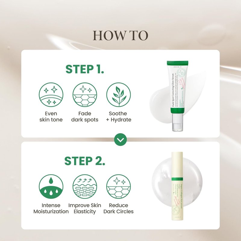 AXIS-Y Glass Skin Duo | Korean Skin Care Set for Dark Spot Correction & Anti-Aging | Vegan Collagen Eye Serum & Glow Serum