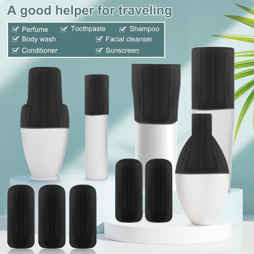 NACHLYNN 10 Pack Silicone Bottle Covers Black Silicone Travel Size Container Sleeves Travel Bottle Covers Reusable Travel Sleeves for Toiletries for Men Women Travel Toiletry Bag Accessories