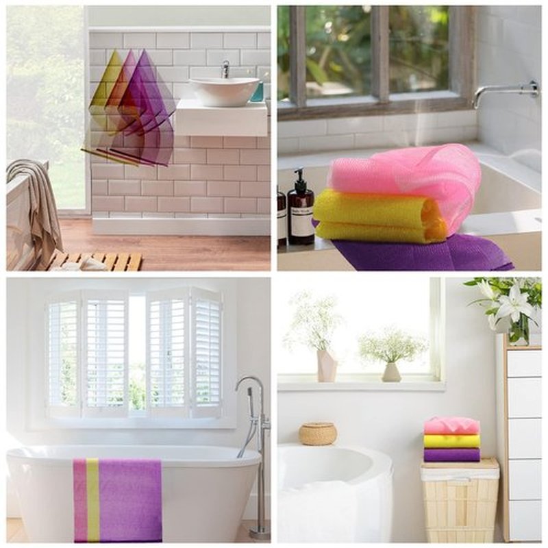 3 Pieces Exfoliating Washcloth Shower Towel African Net Sponge Japanese Wash Cloth Face Exfoliating Sponge Loofah Exfoliating Body Scrubber for Body Exfoliation