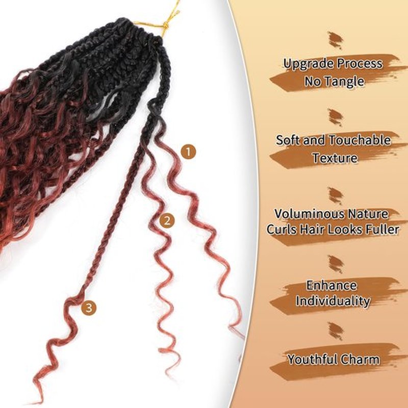 Karida 9 Packs Goddess Box Braids Crochet Hair 12 Inch, Boho Box Braids Crochet Hair For Black Women, Pre Looped Bohemian Box Braids Crochet Hair With Curly Ends (12 Inch, 1B/530/350#)