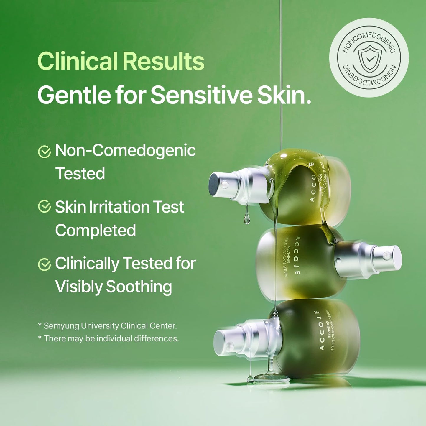 ACCOJE Reviving Green Cica Care Serum with Centella Asiatica, Hydrating & Calming Facial Serum, Jeju Botanical Korean Skin Care, Radiant and Healthy-Looking Skin (1.69 fl. oz)