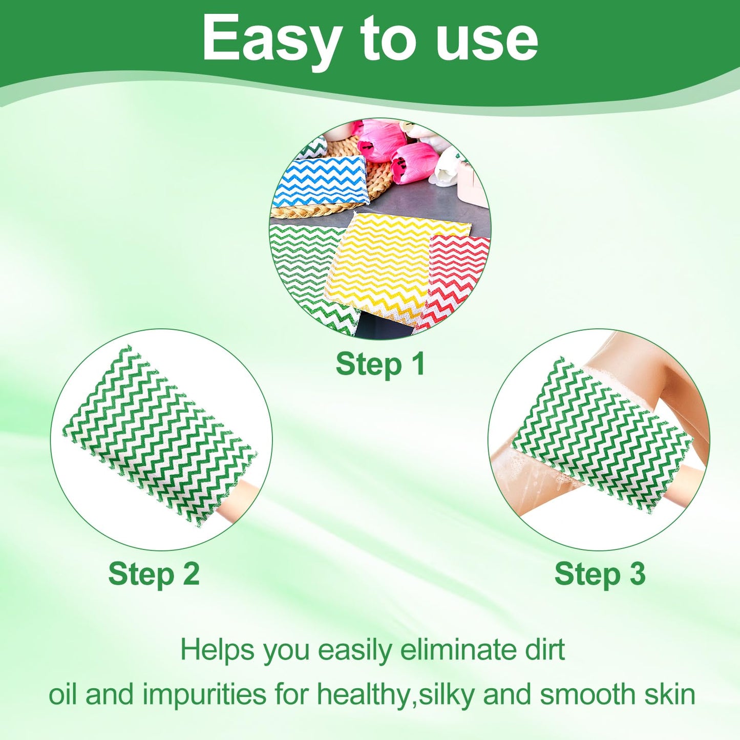 Tatuo 12 Pieces Korean Exfoliating Mitt Glove Italy Towel Body Skin Scrubber Exfoliating Scrubber for Remove Dead Skin Washcloth Korean(Small,Green, Red, Yellow, Blue)