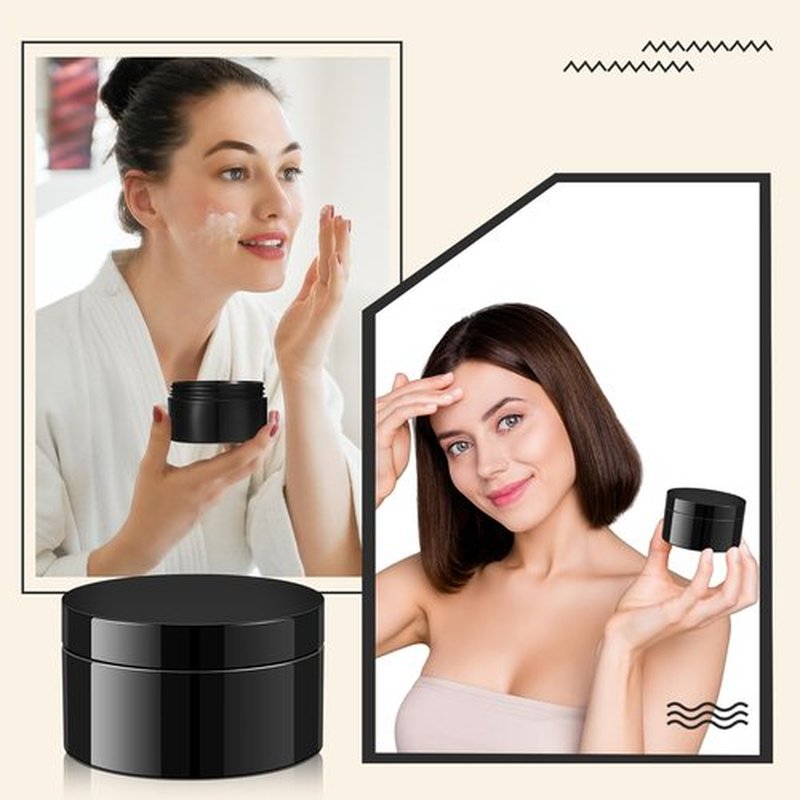Dandat 24 Pcs Plastic Jars with Lid and Label PET Cosmetic Containers Leak Proof Empty Cosmetic Jars Refillable Storage Travel Jars for Lotion Cream Gel Powder Ointment(Black,8 oz)