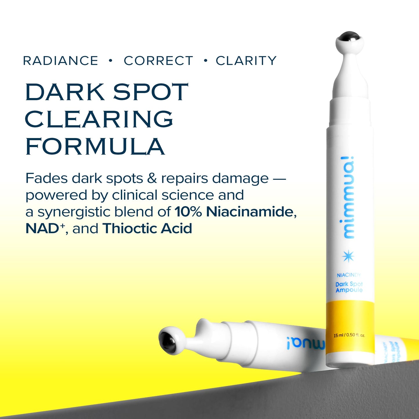 mimmua! Dark Spot Ampoule | Korean Clinic Skincare - NAD+ 0.1% & Thioctic Acid 0.01% & Niacinamide 10% | Overnight Treatment for Melasma, Hyperpigmentation, Discoloration, Acne Scars | 2pcs