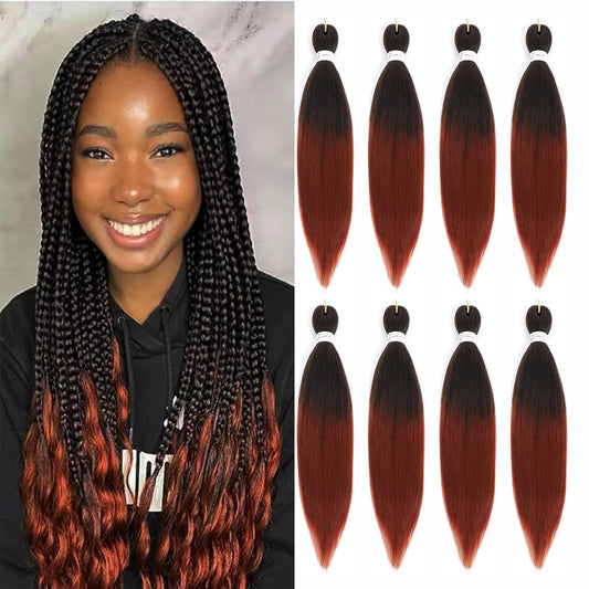AIBEISI Braiding Hair, 26 Inch 8 Packs Prestretched Braiding Hair Bundles Mixed Colored Two Tone Synthetic Hair For Women Box Braids Yaki Straight, For Women For Hot Water Setting Itch Free 1B/350