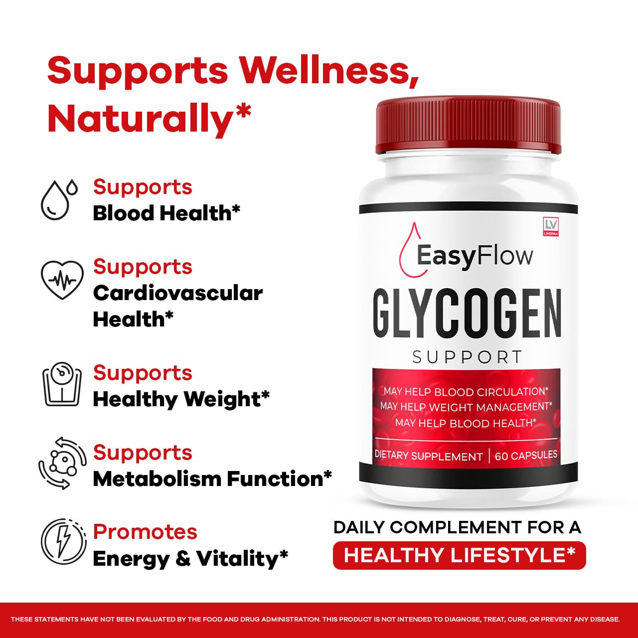 (2 Pack) Easy Flow Glycogen Support - EasyFlow Glycogen, Easy Flow, Easy Flow Glycogen Supplement, Glycogen Support Easy Flow, Easy Flow Glycogen, Glycogen Easy Flow, 120 Capsules for 2 Months