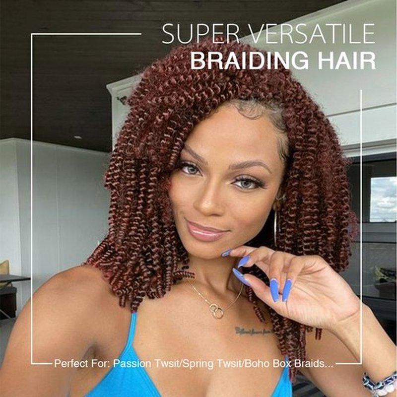 WIGER Kinky Curly Braiding Hair Marlybob Crochet Hair Bundle Ginger Jerry Curly Passion Twist Curly Boho Box Braid Braiding Hair Weave Synthetic Kinky Twist Hair for Bob Hairstyle (6 Packs, 10 Inch)