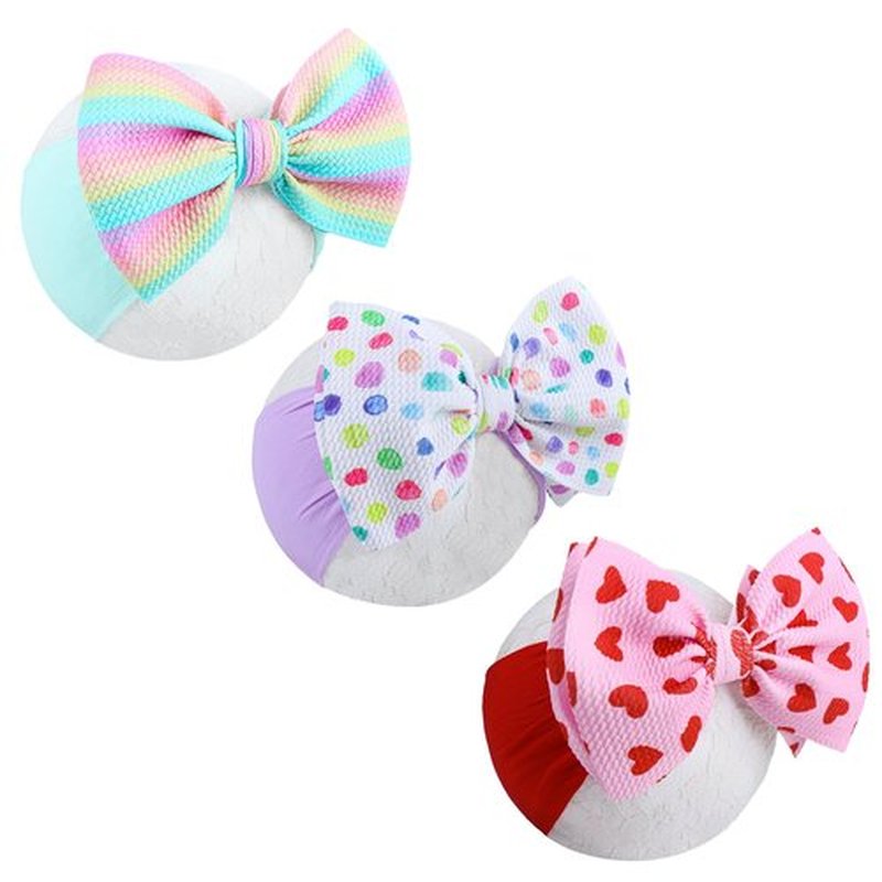 YanJie Valentine Handmade Bow Headbands - Red Hair Bows on Elastic Nylon Hairbands for Newborns, Toddlers, and Valentine's Day