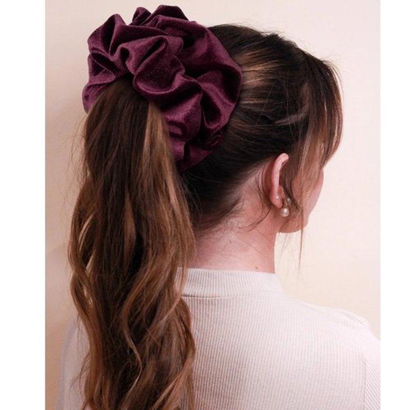 CEELGON Burgundy Big Velvet Scrunchie 6.5 Inches Jumbo Scrunchies Hair Ties Oversized Ponytail Holder for Thick Curly Hair Extra Large Hair Accessories for Women (Burgundy)