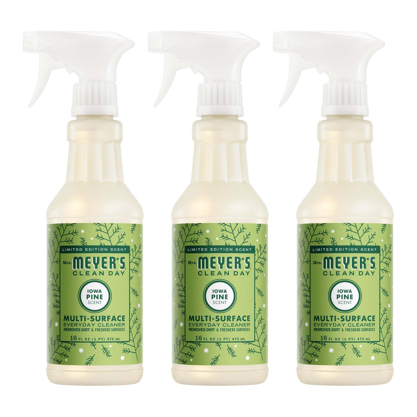 MRS. MEYER'S CLEAN DAY Multi-Surface Cleaner Spray, Cruelty Free Formula, Iowa Pine, 16 fl. Oz (Pack of 3)