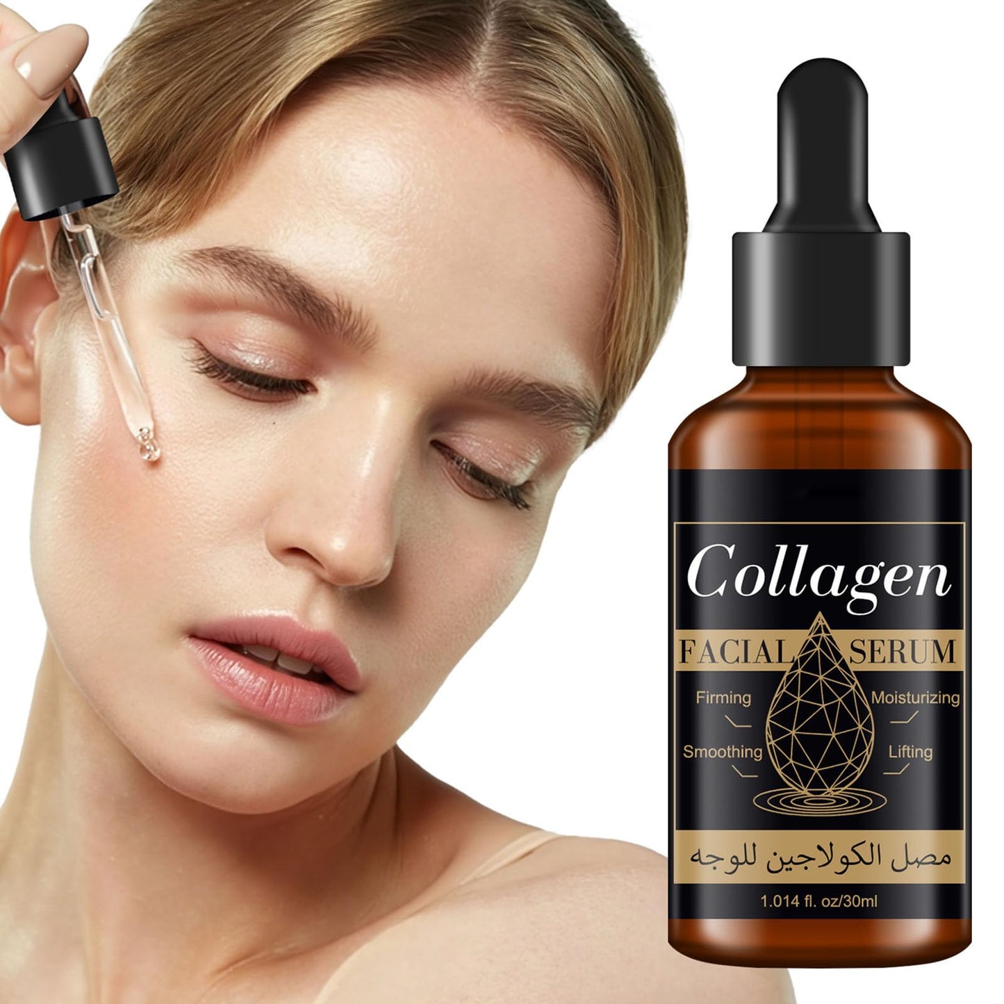 2PC Collagen Serum for Face for Women, Collagen Face Essence for Firming Lifting Moisturizing Smoothing, Day-Night Anti-Aging Serum for Wrinkles, Fine Lines and Dryness 1.014 Fl Oz *2